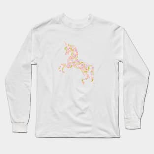 Floral Unicorn in Pink + Purple Long Sleeve T-Shirt